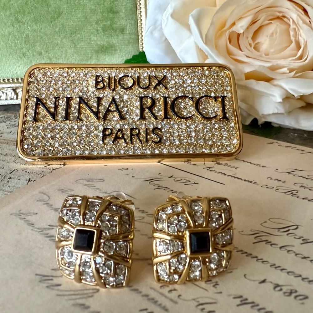 1980's Nina Ricci Art Deco Style Vintage Earrings
